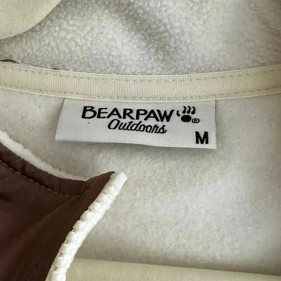 BearPaw Outdoors Polar Fleece Zip Up Jacket, Taupe/Cream, Size Medium - Picture 12 of 16